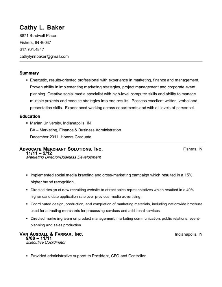 baker resume