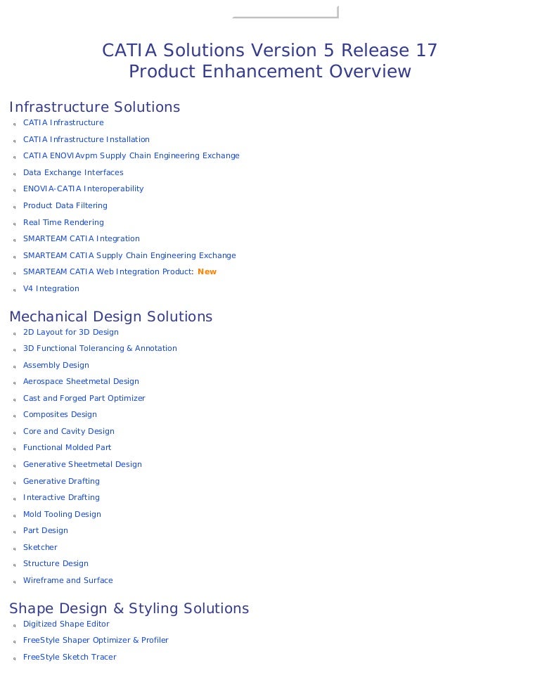 Catia Product Enhancementoverviewv5r17