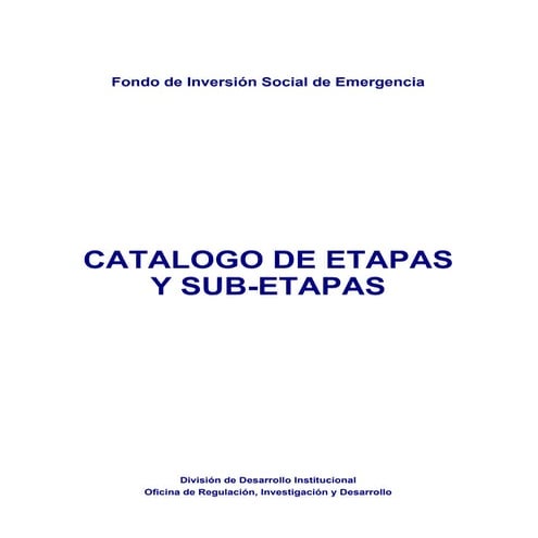 Catálogo de etapas y sub etapas