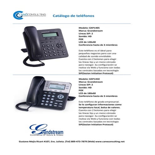 Catálogo de teléfonos Grandstream