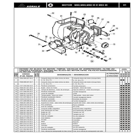 Catálogo m80,m85,m90 id e m93 id diesel explodido