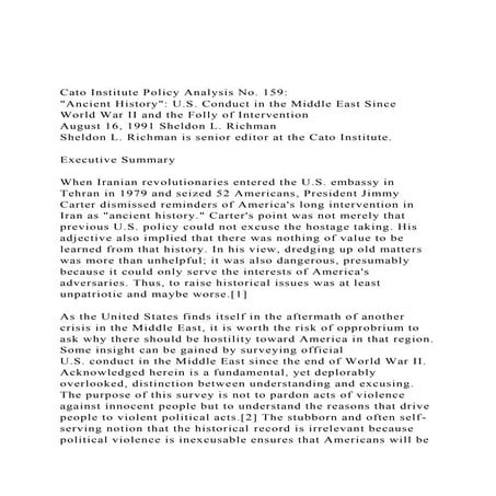 Cato Institute Policy Analysis No. 159Ancient History U..docx