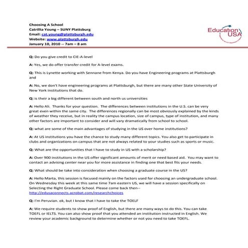 Catrillia  Young    S U N Y  Plattsburg  Research Choices