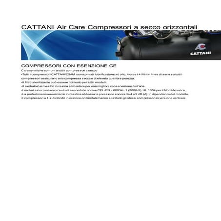 Cattani air care compressori a secco orizzontali