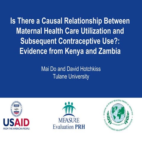 Maternal Health Care Utilization and Subsequent Contraceptive Use