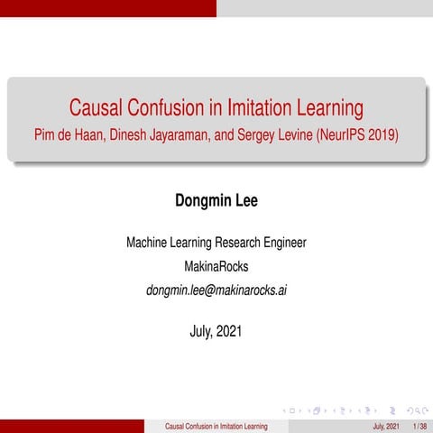 Causal Confusion in Imitation Learning