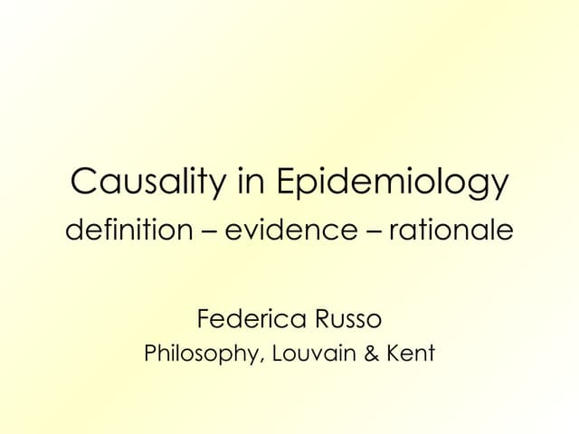 Causality Epidemiology