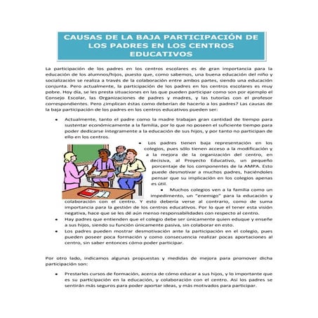 Causas de la baja participación familiar