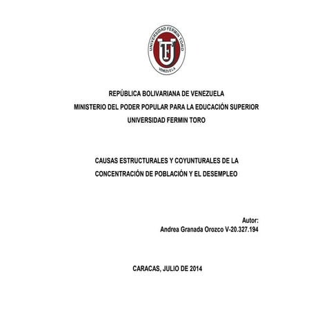Causas estructurales y coyunturales de la concentración de población y el desempleo