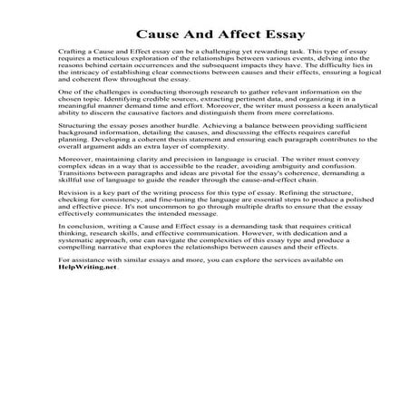 Cause And Affect Essay. Cause and effect essay
