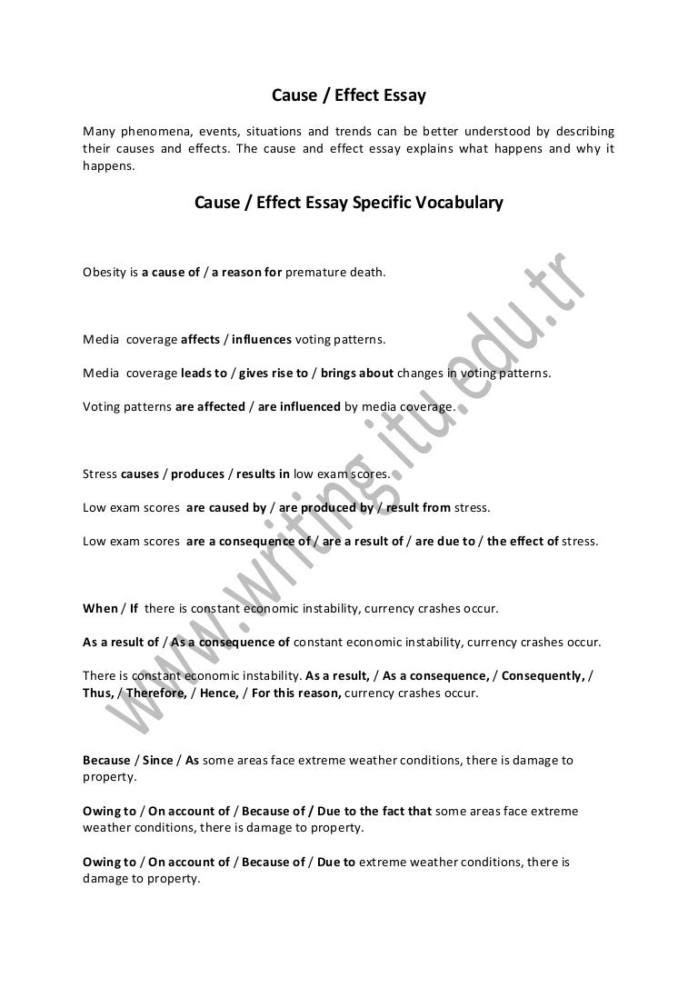 Example of cause essay