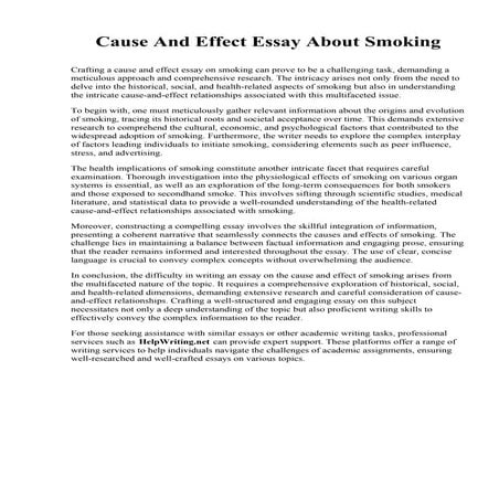 Cause And Effect Essay About Smoking