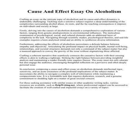 Cause And Effect Essay On Alcoholism | PDF