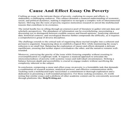 Cause And Effect Essay On Poverty