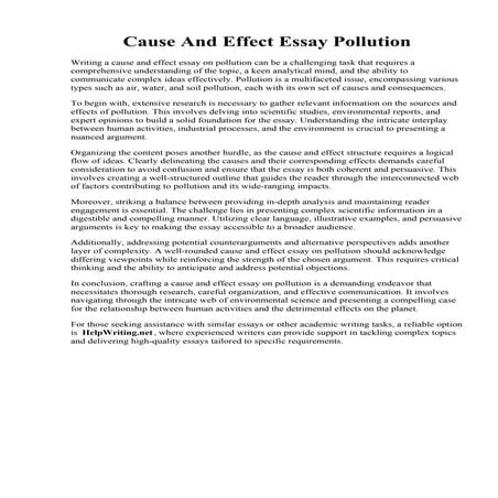 Cause And Effect Essay Pollution