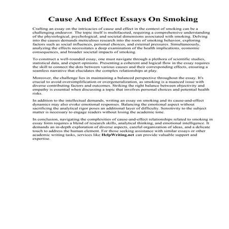 Cause And Effect Essays On Smoking.  Introduction paragraph about smoking. 50...