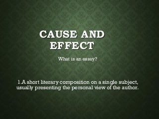 Presentation of cause effect relationship image