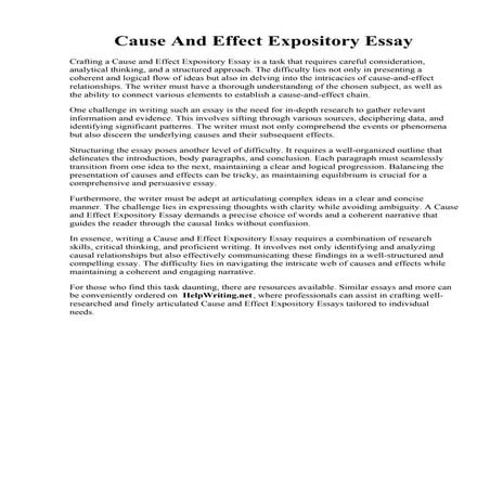 Cause And Effect Expository Essay. Expository Essay: Cause and effect essay