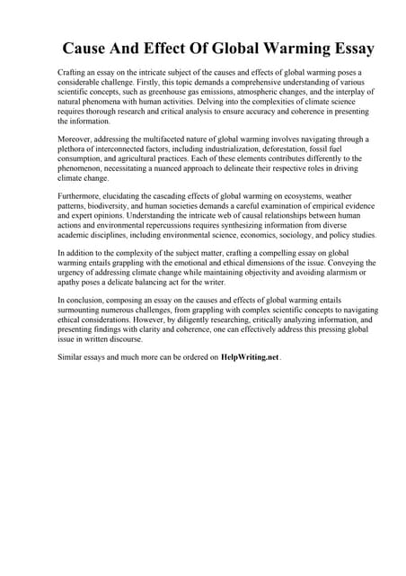 Informative Essay About The Causes Of Global Warming Cause And Effect Of Global Warming Essay.pdf