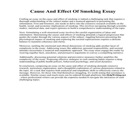 Cause And Effect Of Smoking Essay. Memphis College of Art