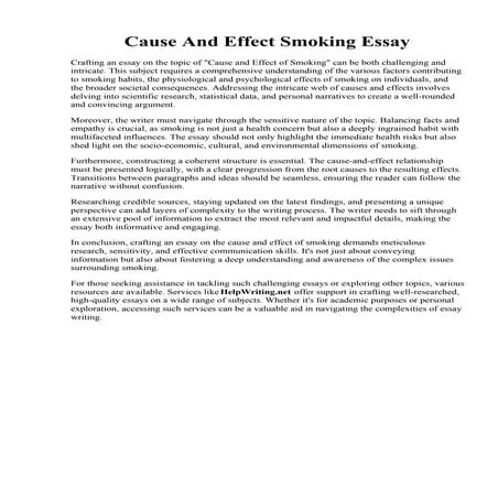 Cause And Effect Smoking Essay