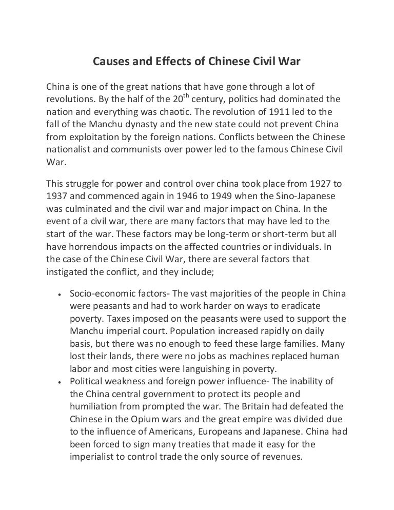 Causes and effects of chinese civil war