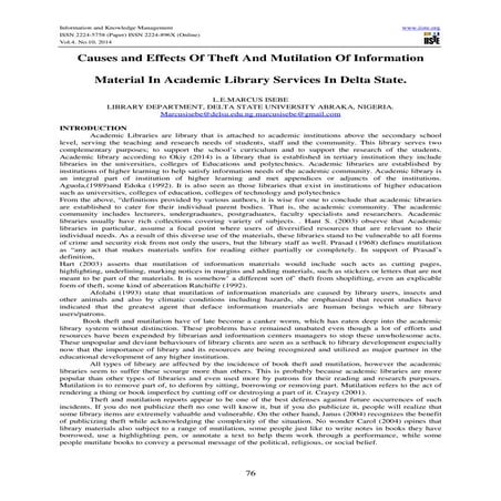 Causes and effects of theft and mutilation of information