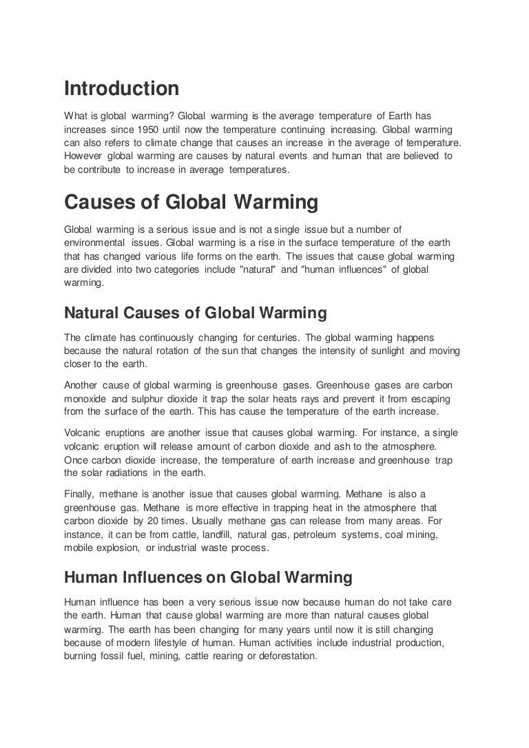 Causes of global warming essay