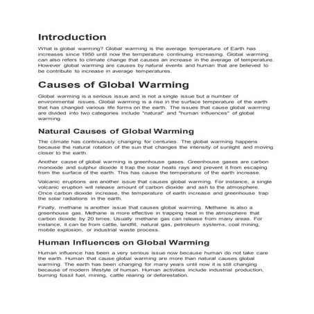 Causes effects and solutions to global warming