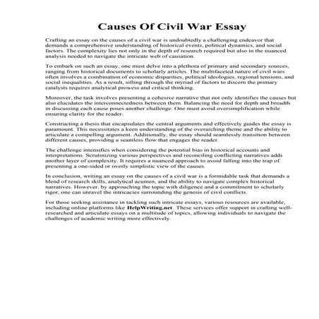 Causes Of Civil War Essay. Causes of the Civil War Essay Essay on ...