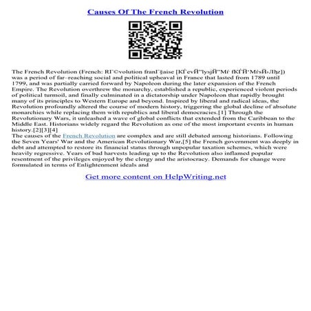 Causes Of French Revolution Essay | PDF