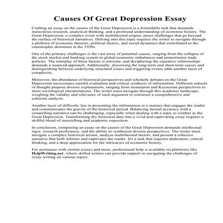 Causes Of Great Depression Essay
