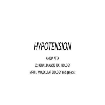 Causes of hypotension during dialysis by aniqa atta