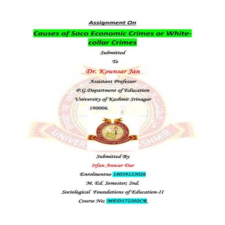 Causes of soco economic crimes or white collar crimes