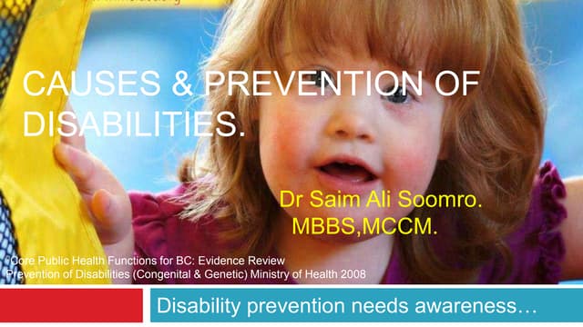 Causes & prevention of disabilities