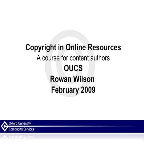 Copyright in Online Resources - Authors