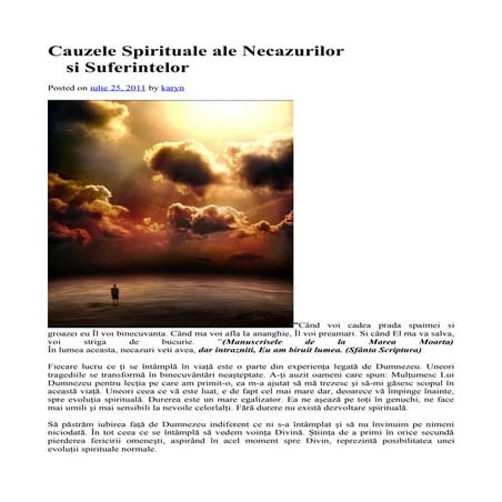 Cauzele spirituale ale necazurilor si bolilor