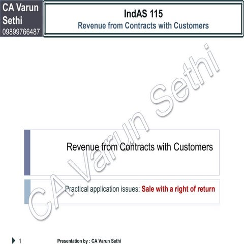 CA Varun Sethi   IndAS 115 - Revenue from contracts with customers - sale or ...