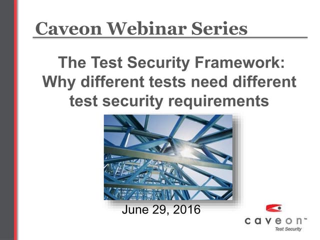Caveon Webinar Series -  The Test Security Framework- Why Different Tests Nee...