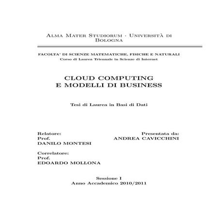 Cloud Computing e Modelli di Business 