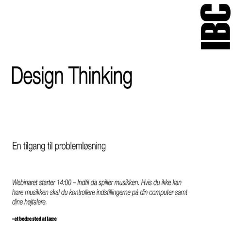 Webinar om Design Thinking