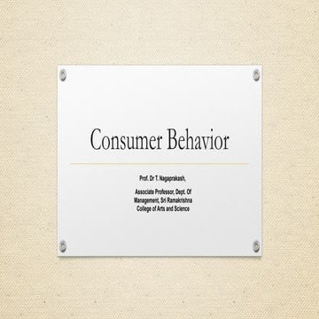 Consumer Behavior- Introductory Concepts