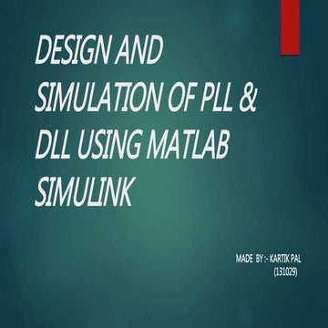 PLL & DLL DESIGN IN SIMULINK MATLAB