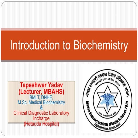 Introduction to biochemistry