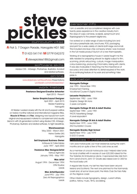Steve Pickles CV