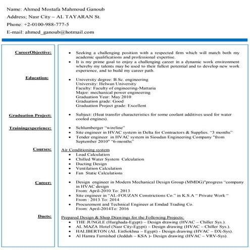 Ahmed ganoub CV