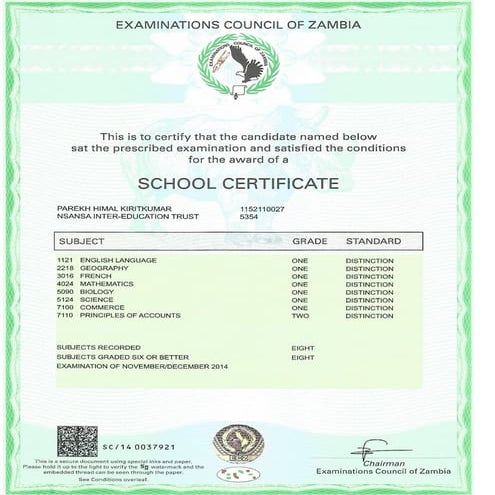 SCHOOL CERTIFICATE FRONT | PDF