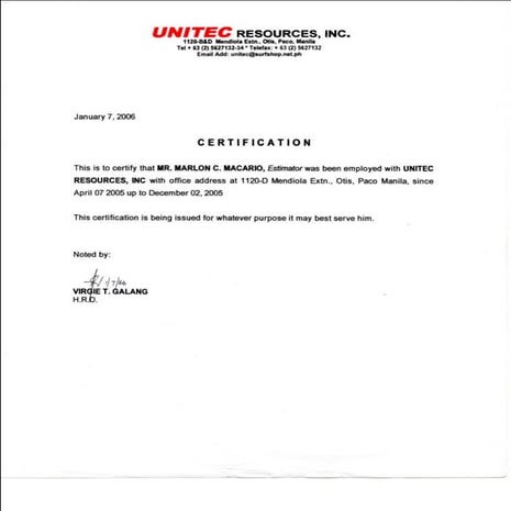 employment certificate | PDF