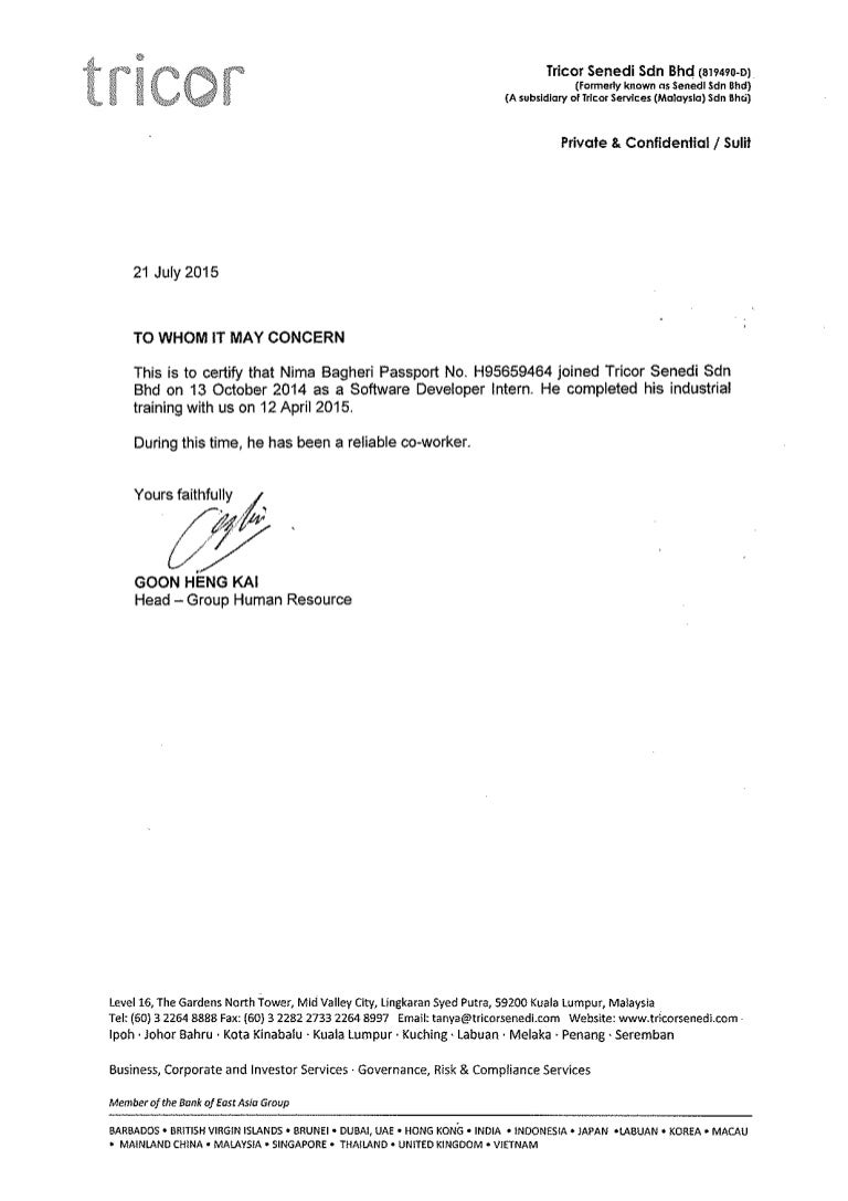 Tricor Senedi Working Expreience