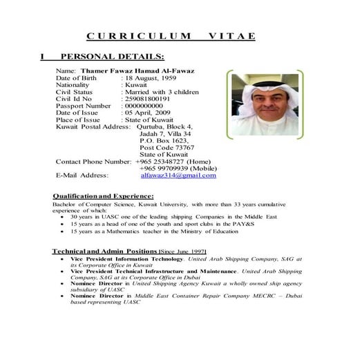 Thamer CURRICULUM   VITAE